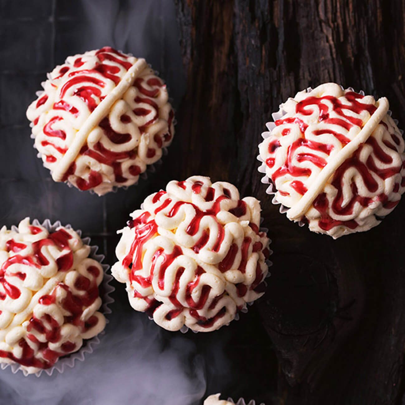 cupcakes with brain icing