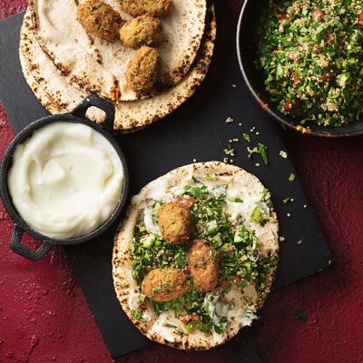 Falafel With Garlic Toum & Tabouli