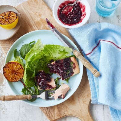 Grilled Salmon With Blueberry Sauce