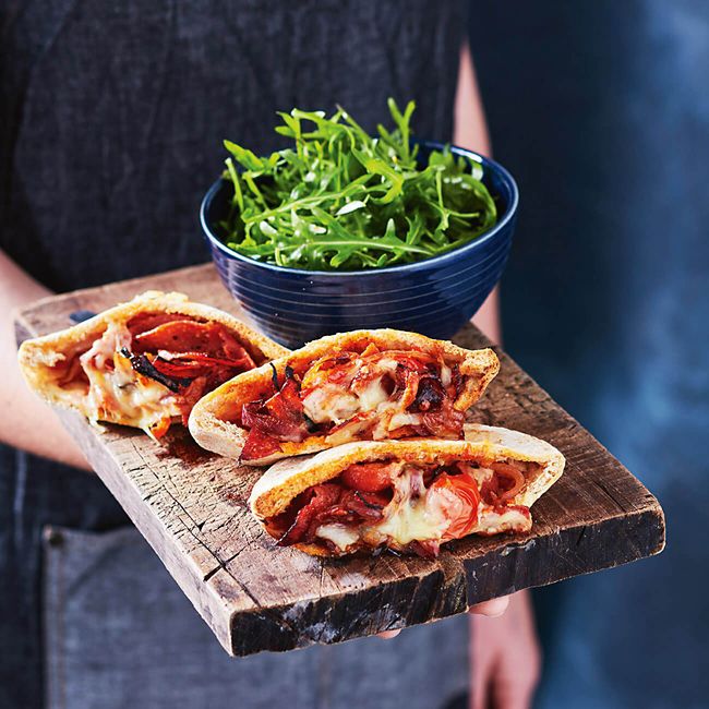 Salami, Basil & Capsicum Pita Pockets