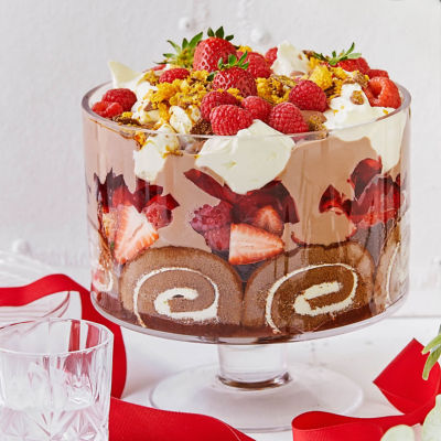 Chocolate Sponge Roll & Strawberry Trifle