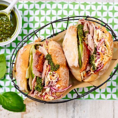 Leftover Roast Pork Pesto And Slaw Ciabatta