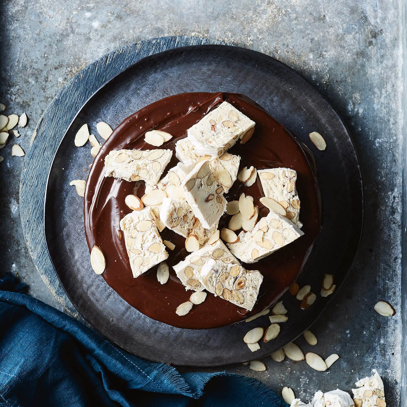 Dark Chocolate & Almond Nougat Cake Recipe