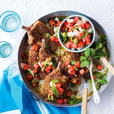Dukkah-Crusted Pork Cutlet With Watermelon Salad