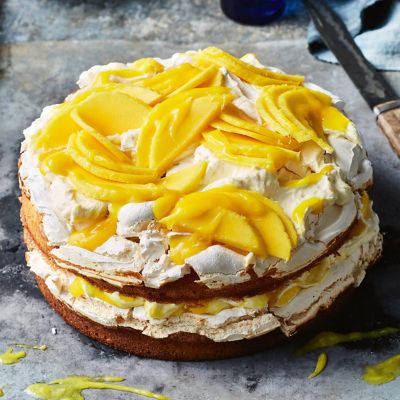 Mango, Yoghurt & Coconut Meringue Cake