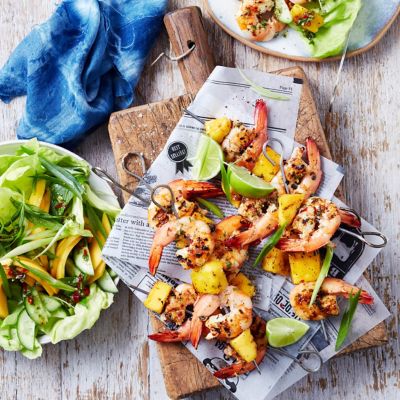 Prawn & Mango Skewers With Mango Salad