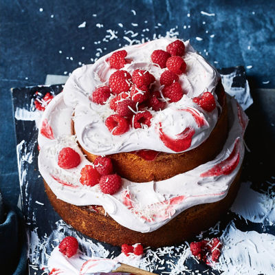 Raspberry & Coconut Marshmallow Cake