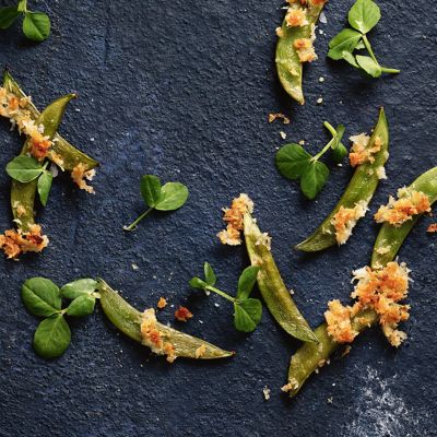 Sugar Snap Peas With Crunchy Parmesan