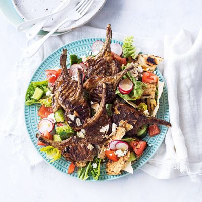 Sumac Lamb Cutlets With Feta Fattoush
