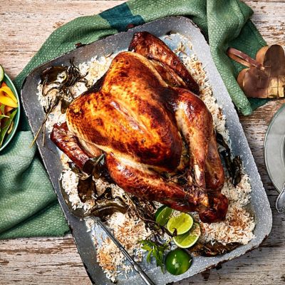 Thai Style Roast Turkey With Coconut Rice And Mango Cucumber Salad