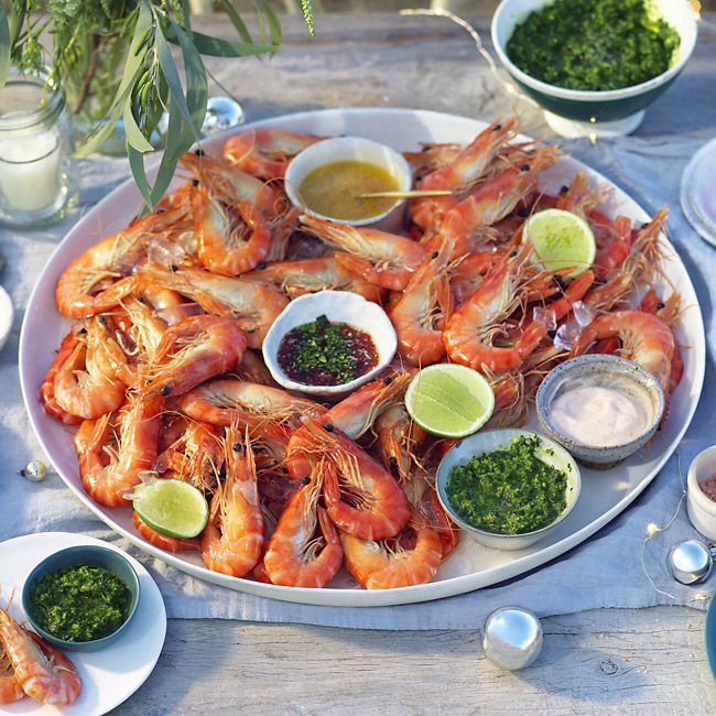 Tiger Prawns With 3 Dipping Sauces