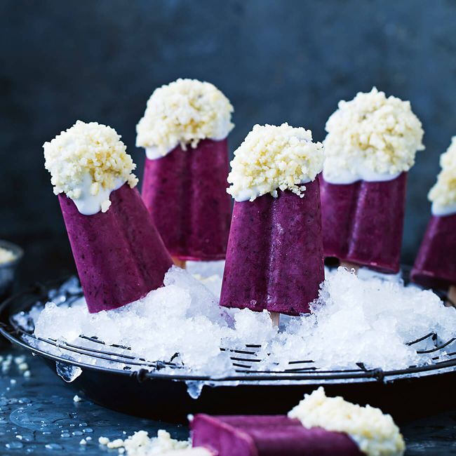 Blackberry Yoghurt Iceblocks With Macadamia Sprinkles