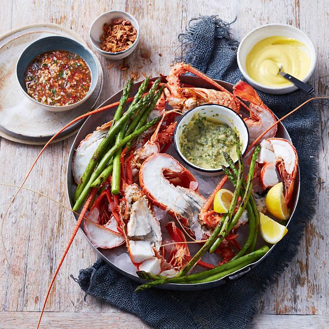 Cooked Rock Lobster With Three Sauces
