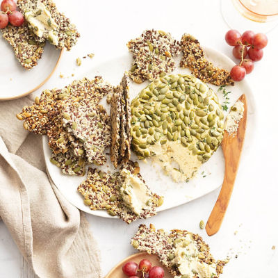 Homemade Vegan Cheese With Seed Crackers