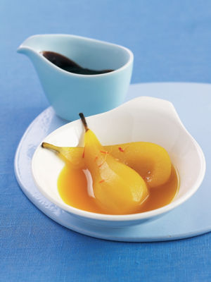 Saffron Pears With Chocolate