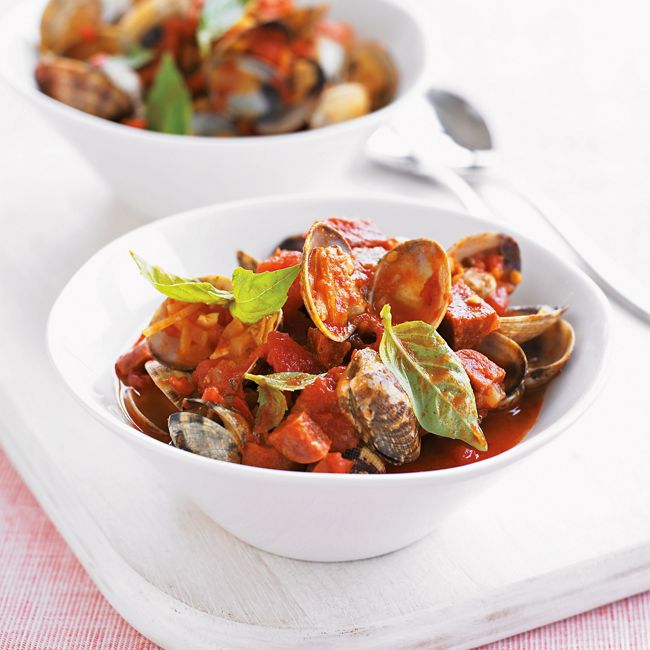 Tomato Stew With Clams & Chorizo