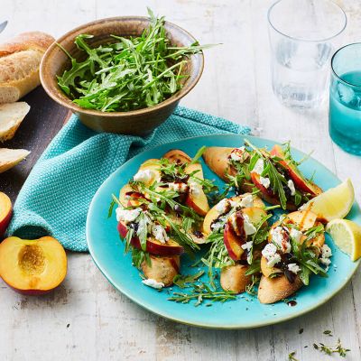 Goat's Cheese, Rocket & Nectarine Bruschetta
