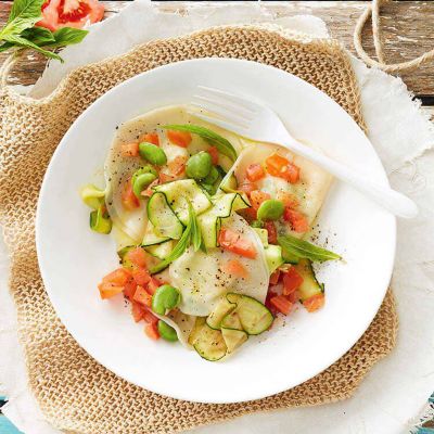Broad Bean & Feta Ravioli
