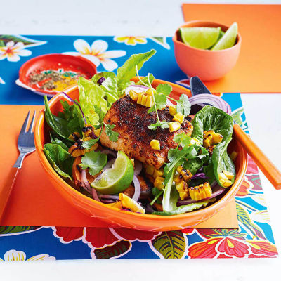 Cajun Fish With Charred Vegetable Salad