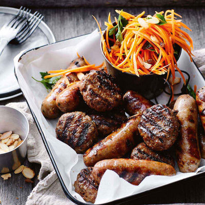 Sausages & Sliders With Moroccan Carrot Salad