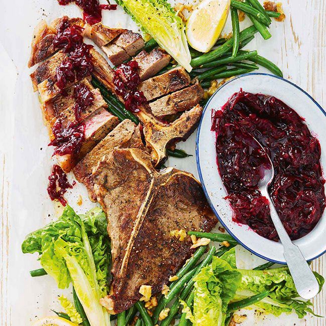 Seared T-Bone With Cheat's Beet Relish