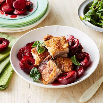 Crispy Pork Belly With Spiced Plums