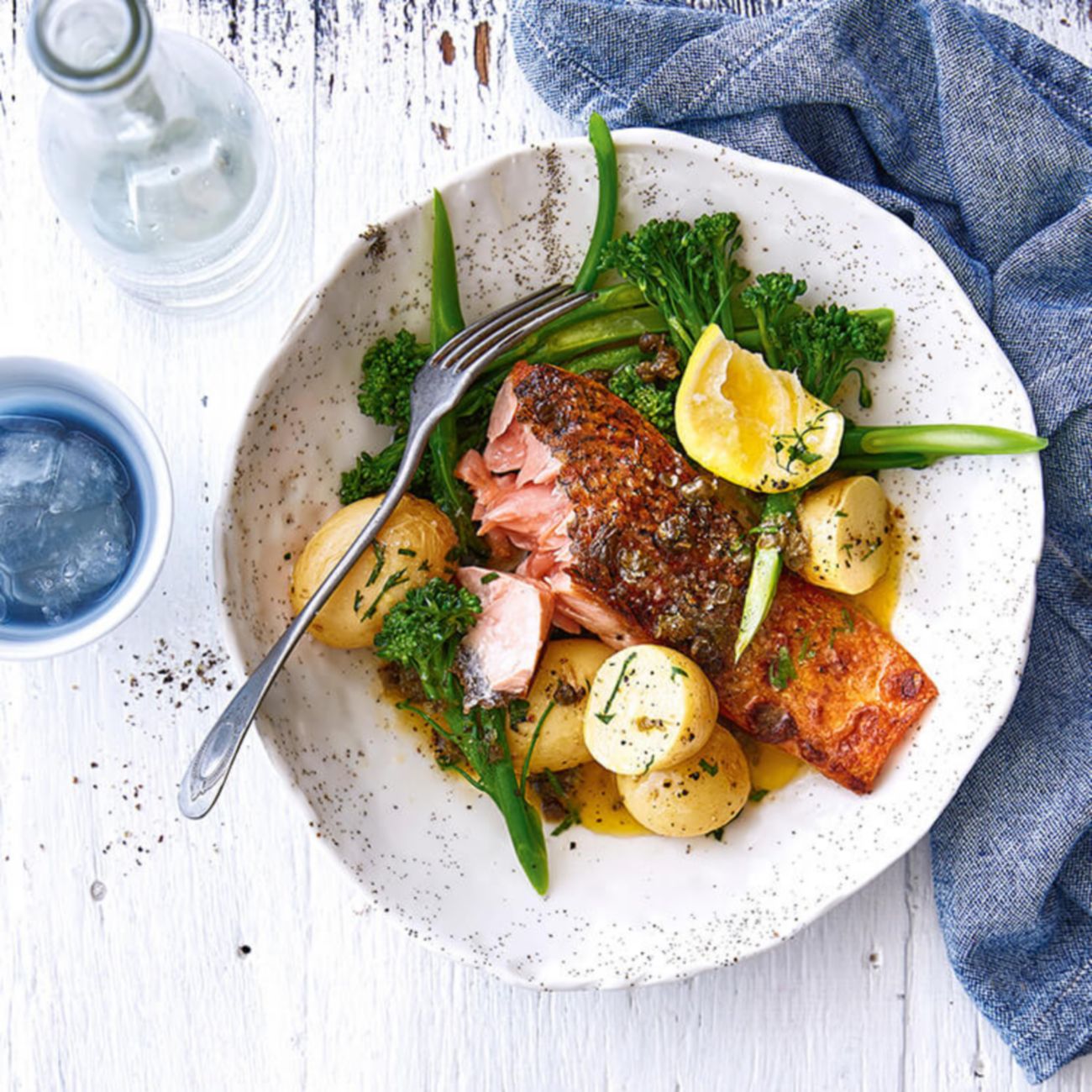 Crispy Skin Salmon With Lemon & Caper Butter Sauce