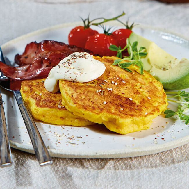 Roasted Pumpkin & Crème Fraîche Moroccan Pancakes