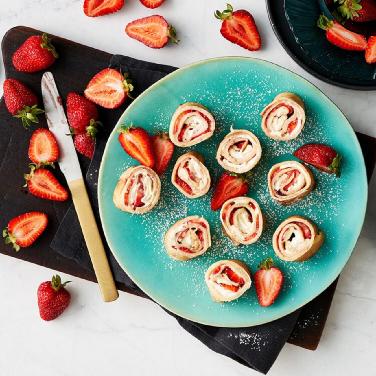 Strawberry & Cream Crepe Pinwheels