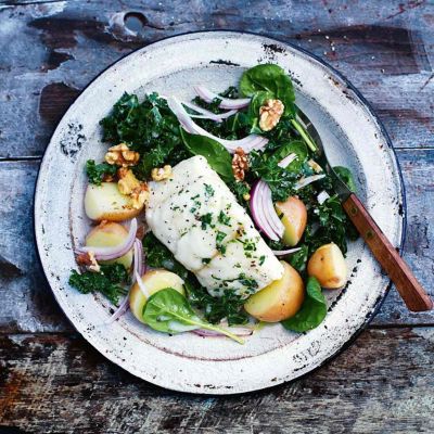 Bag & Bake Fish With Kale Salad