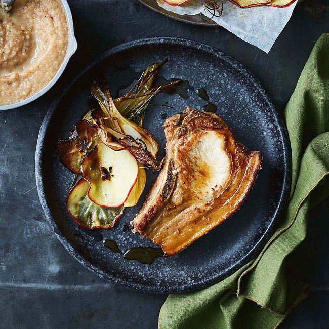 Baked Pork Chops with Apple and Rosemary