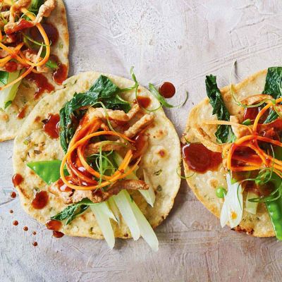 Crispy Pork Pancakes With Asian Greens