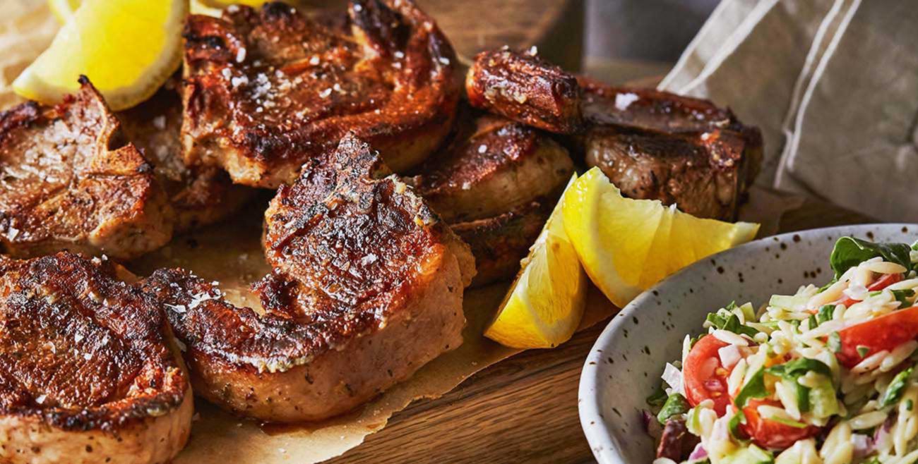 Greek Lamb Chops With Risoni Salad Recipe Woolworths