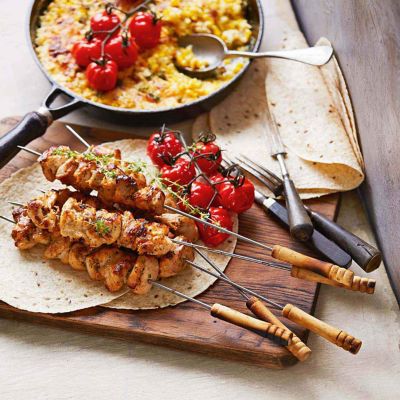 Smokin' Chicken Skewers With Creamed Corn