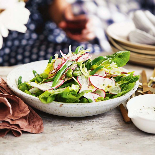 Cos, Radish & Bean Salad With Chive & Buttermilk Dressing