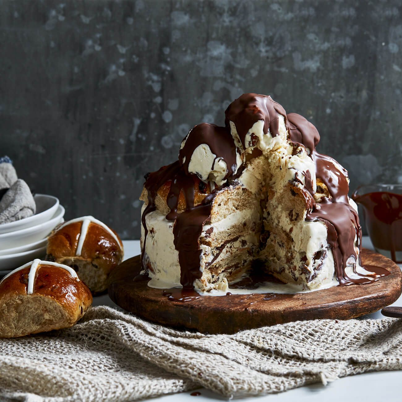 Hot Cross Bun Ice-Cream Layer Cake