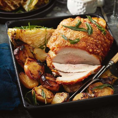Boneless Pork Leg Roast With Apples & Sage