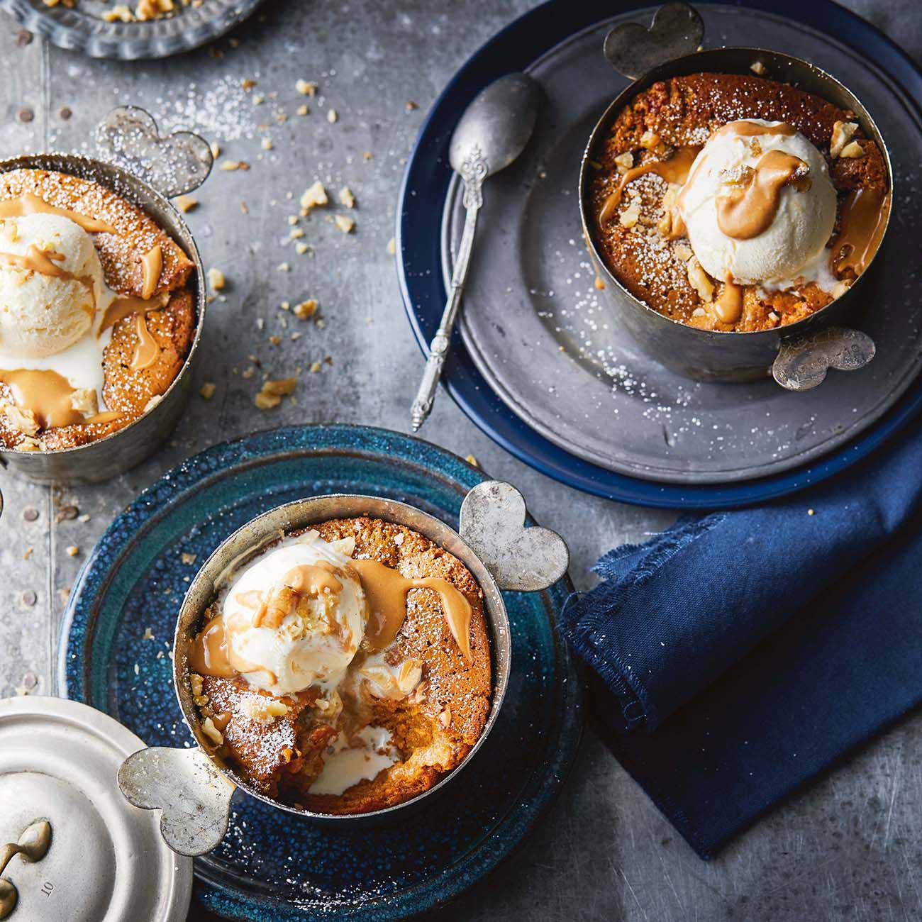 Carrot walnut and caramel pudding