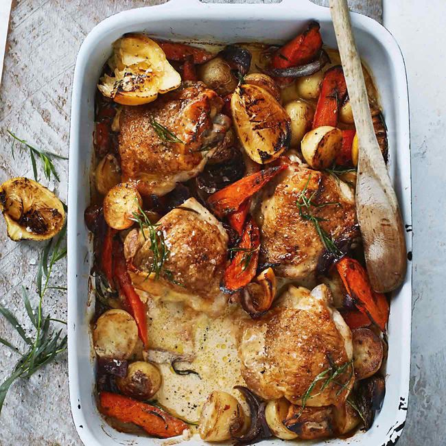Cheese-Stuffed Baked Chicken & Lemony Veg