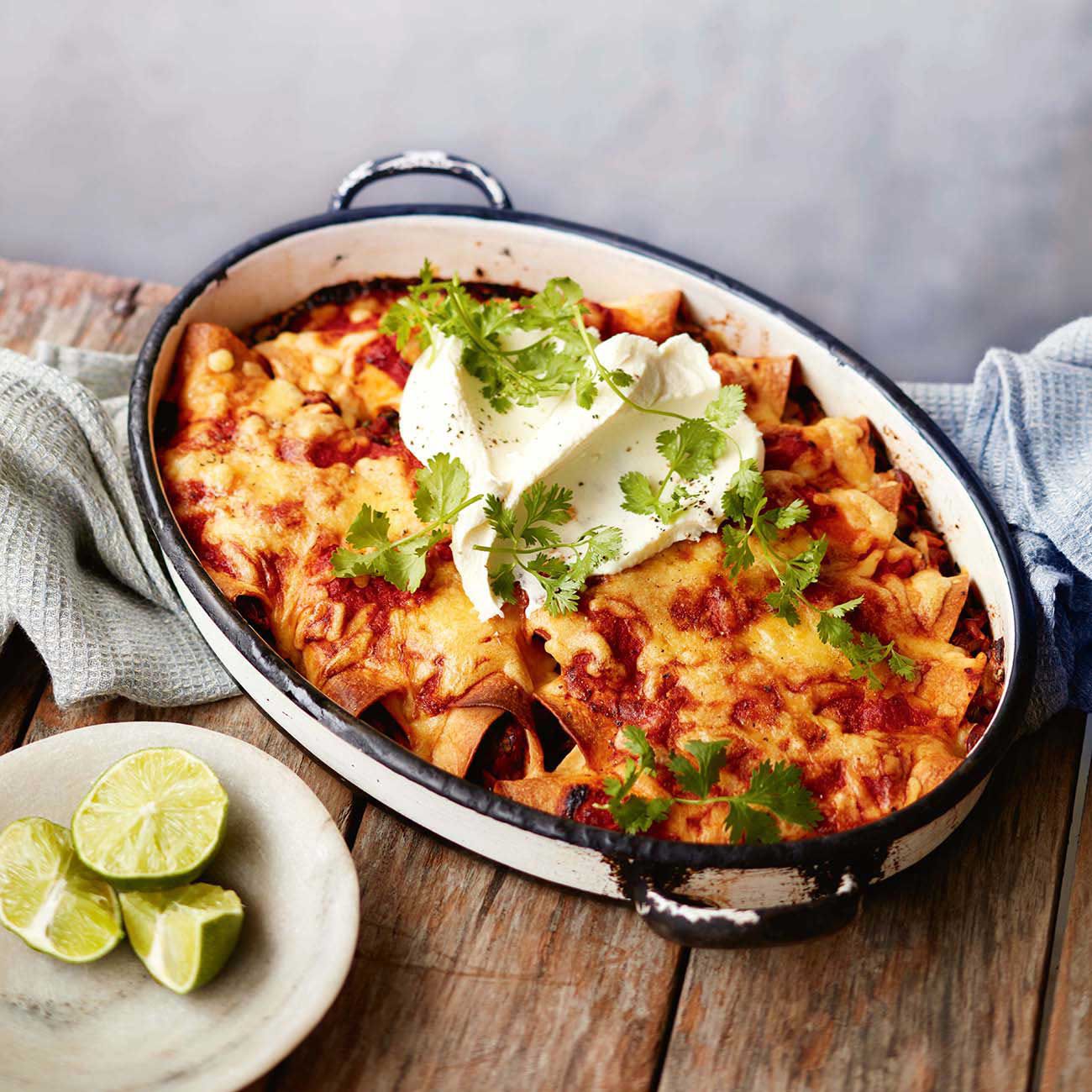 Enchiladas With Rice and Beans