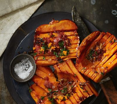 Hassel Back Pumpkin With Chorizo & Orange