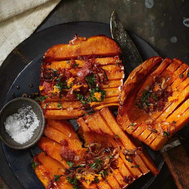 Hassel Back Pumpkin With Chorizo And Orange