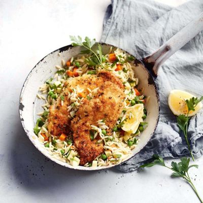 Parmesan-Crusted Chicken With Risoni Salad