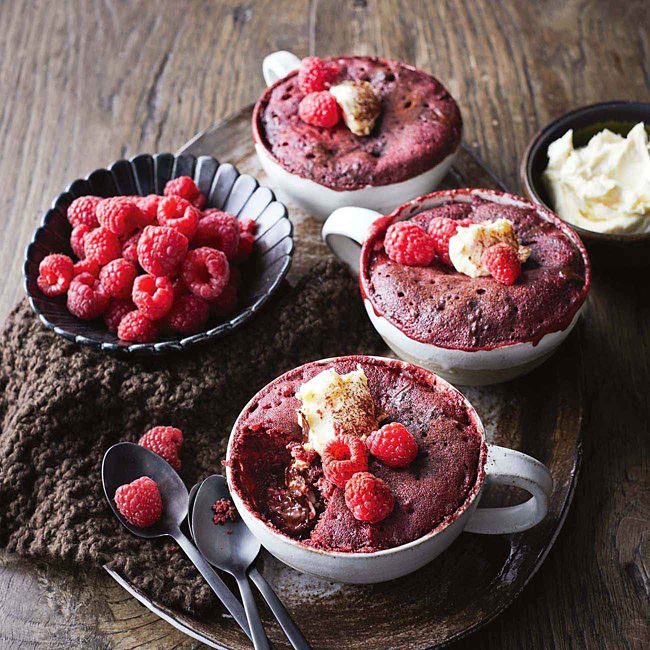 5-Minute Red Velvet Self-Saucing Puddings