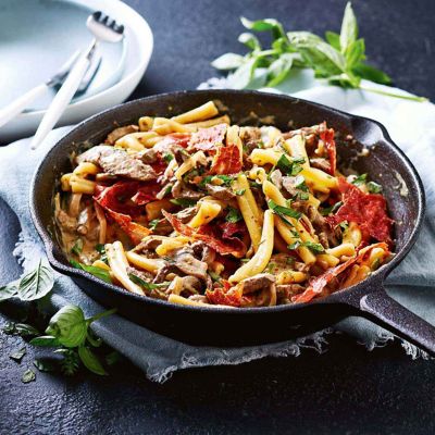 Beef Stroganoff With Buttered Pasta