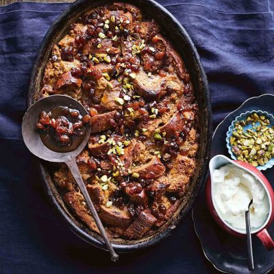 Cardamom & Pistachio Bread & Butter Pudding