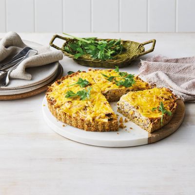 Falafel, Corn & Mushroom Quiche