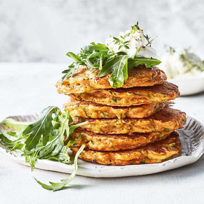 Smoked Cheddar & Zucchini Fritters With Labne