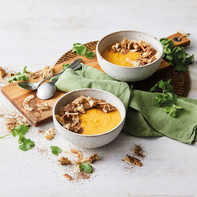 Spiced Pumpkin Soup With Flaxseed Crumb