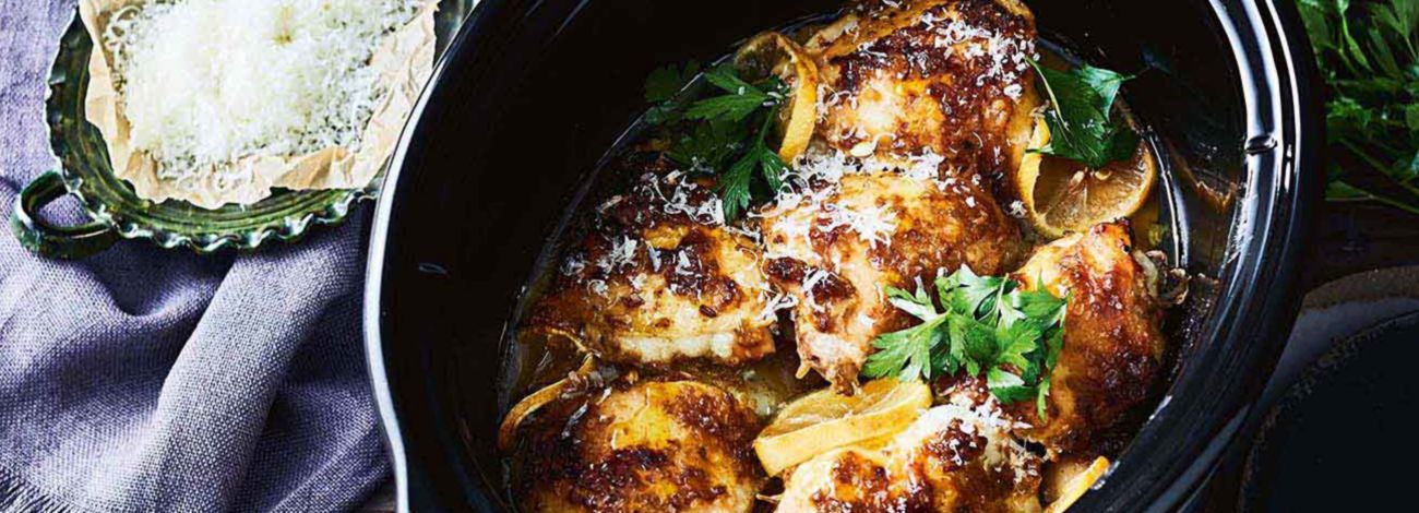 Slow Cooked Chicken Thighs With Lemon and Herbs